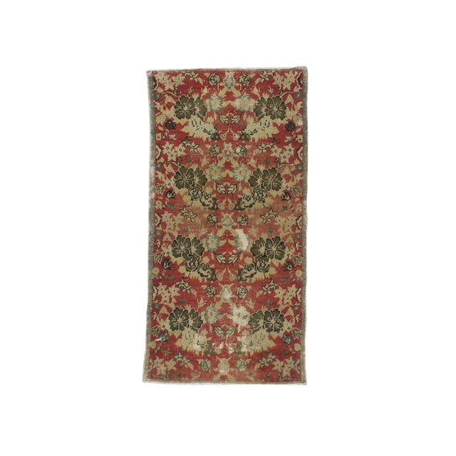1960s Turkish Distressed Small Floral Rug For Sale