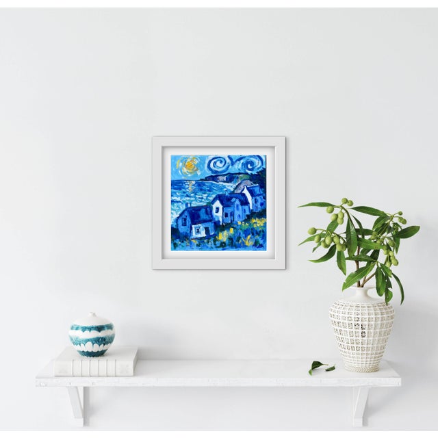 2020s "Sunlight Over the Coastal Cottages" Impressionist Oil Painting For Sale - Image 5 of 9