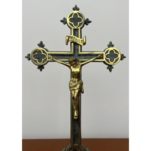 Vintage Style Ornate Religious Cross with Candleholders, Set of 3 For Sale - Image 3 of 15
