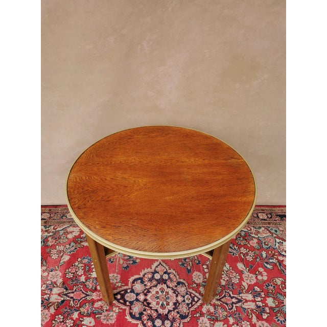 Bauhaus Art-Deco Oak & Aluminium Sidetable, 1930s For Sale - Image 3 of 9