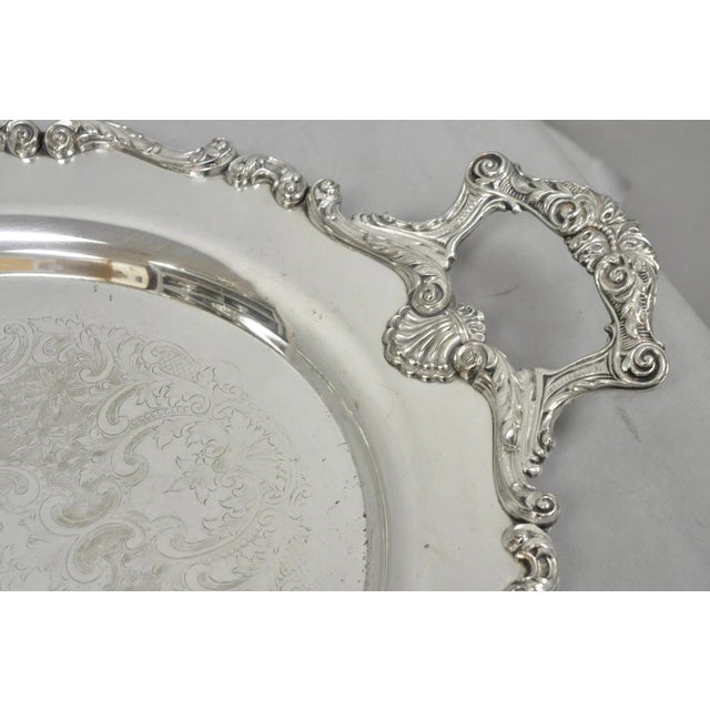 Vintage English Silver Mfg. Silver Plated Large Oval Butlers Platter Bar Tray For Sale - Image 14 of 17