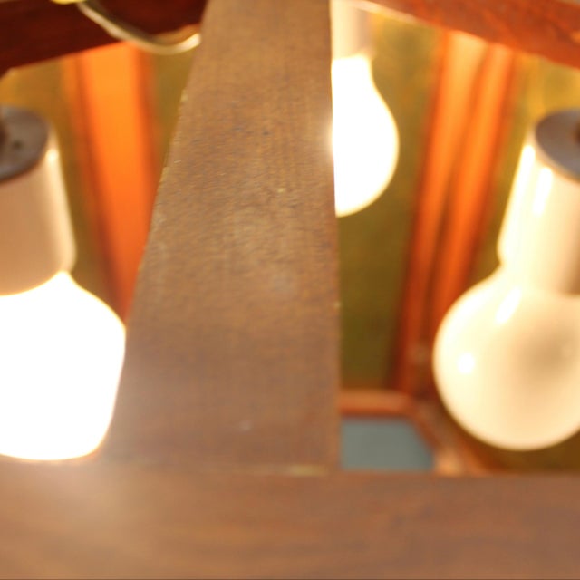 Amber 1970s Extra Large Mid-Century Modern Lantern Pendant Light For Sale - Image 8 of 10