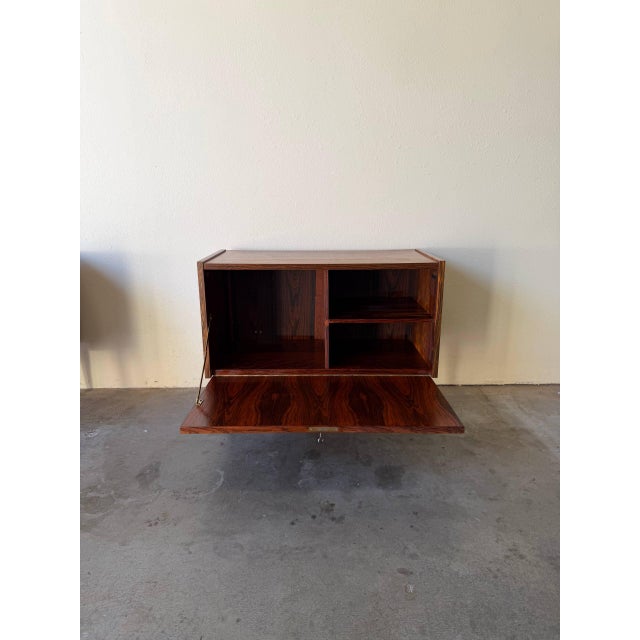 Brown Vintage Danish Rosewood Cabinet by Ps System - Mid Century Modern Drop-Front Storage Bar 1960s For Sale - Image 8 of 9