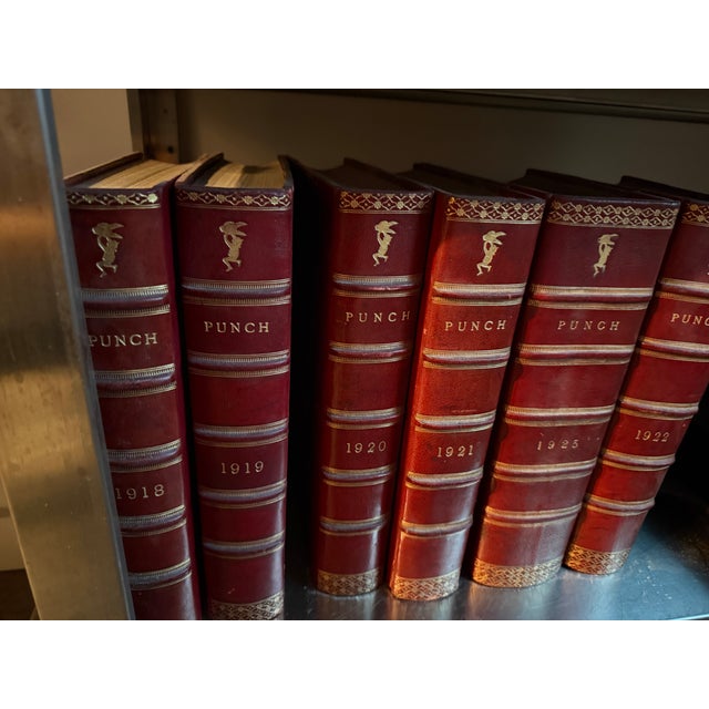 1897-1925 : King George III & Churchill Original Satire: The London Charivari - Punch Almanack Annual : 22 Leather-Bound Volumes For Sale - Image 9 of 10