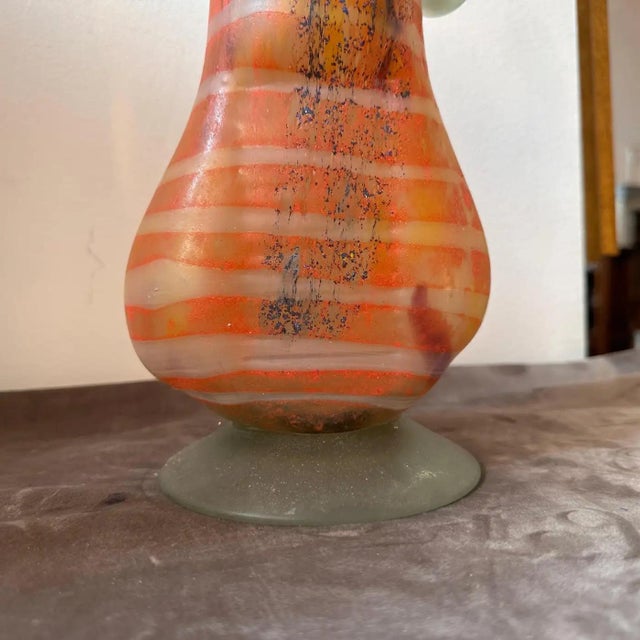 1980s Art Nouveau Style Murano Glass Amphora Vase For Sale - Image 12 of 12