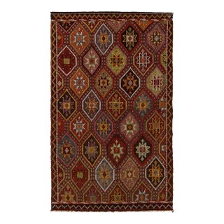 Vintage Cecim Kilim Rug in Red, Polychromatic Tribal Pattern For Sale