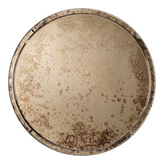 Jamie Young Chambord Antiqued Glass Round Wall Mirror, Large For Sale