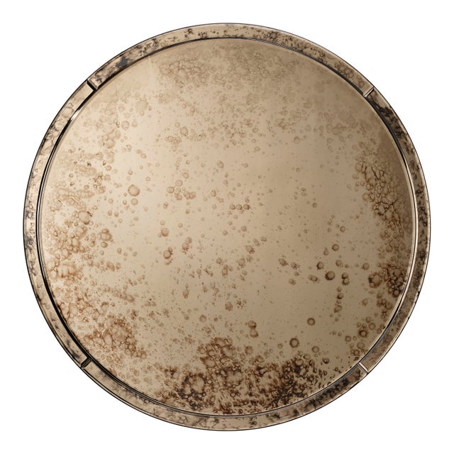 Jamie Young Chambord Antiqued Glass Round Wall Mirror, Large For Sale