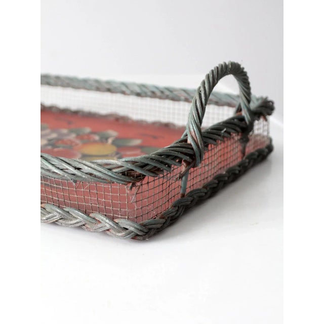 Wood Antique Hand-Painted Wood Tray For Sale - Image 7 of 11