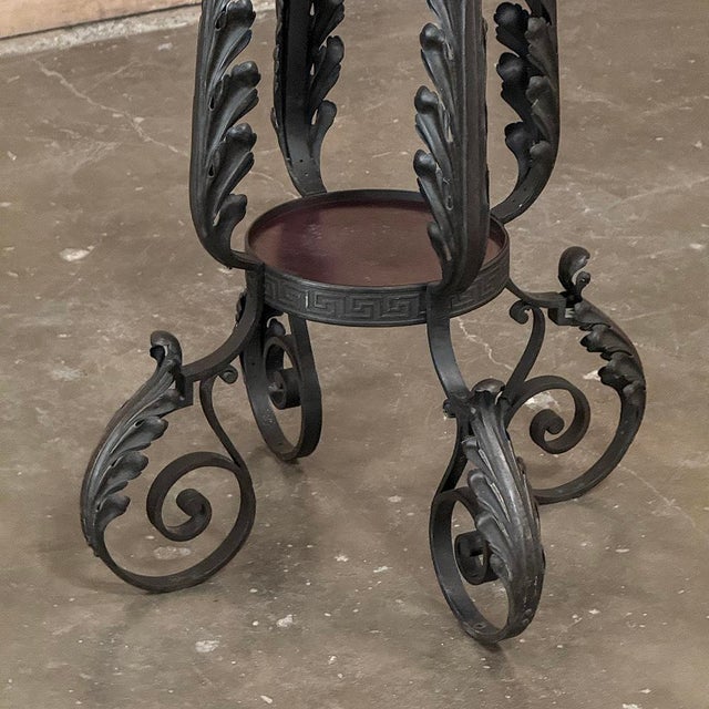 Charcoal Antique Wrought Iron Two-Tiered Pedestal For Sale - Image 8 of 12