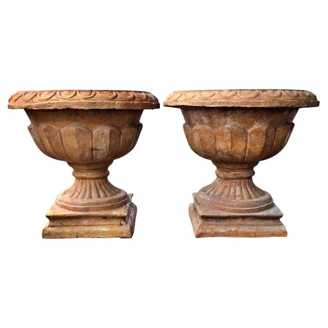 Antique Bolognese Terracotta Chalice Vases, Set of 2 For Sale - Image 5 of 7