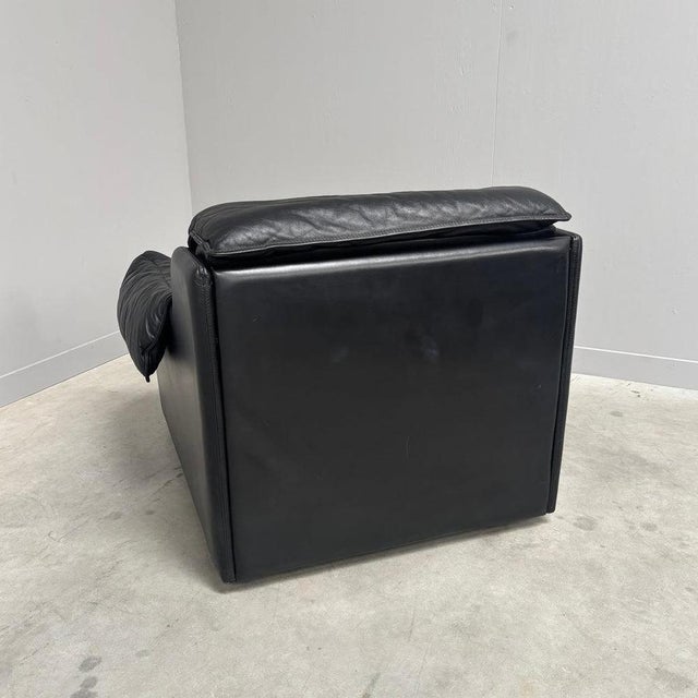 Black Black Leather Club Chair by Dreipunkt, 1970s For Sale - Image 8 of 15