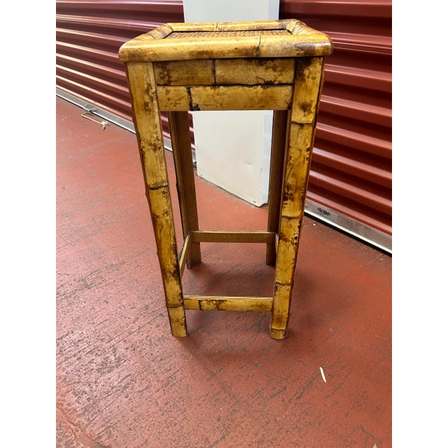 Vintage Burnt Bamboo Side Table/Plant Stand For Sale - Image 4 of 10