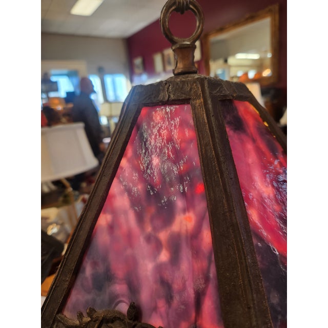 Early 20th Century Pair of American Peh Slag Glass Table Lamps For Sale - Image 4 of 9