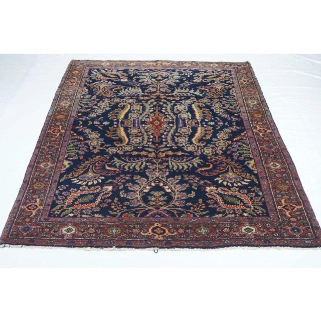 Antique Mohajeran Sarouk Rug 4'5'' x 6'8'' For Sale - Image 9 of 10