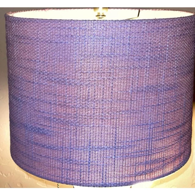 Lavender Late 20th Century Textured Fabric Lilac Lavender 12” Drum Lamp Shade For Sale - Image 8 of 11