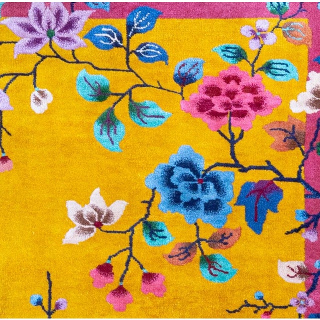 Art Deco Chinese 4.10x3 Oriental Rug 1930's For Sale - Image 4 of 5