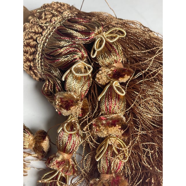 1970s Vintage 8 PCS Large Silk Tassels With Tiebacks For Sale - Image 5 of 7