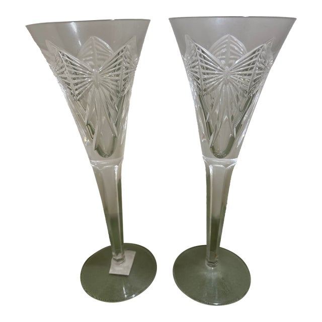 Waterford Crystal Happiness Toasting Flutes- Set of 2 For Sale