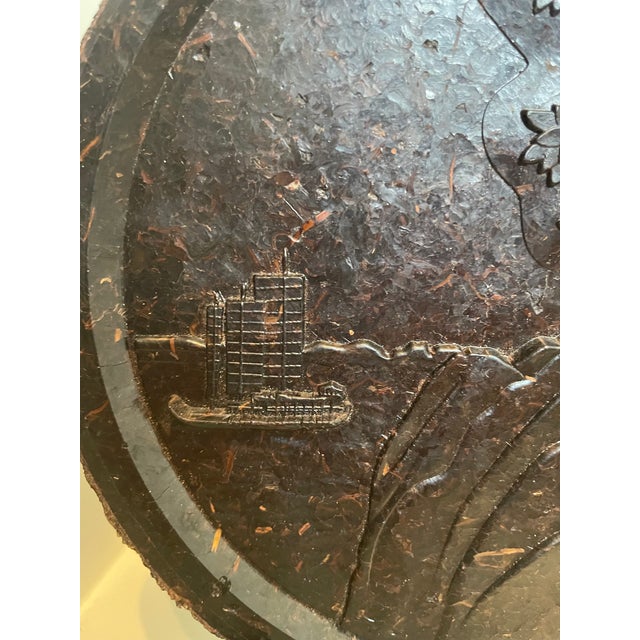 2010s Vintage 2011 Yang Lou Dong Aged Dark Tea Brick Plaque - Relief Carved Red Cliff Scene For Sale - Image 5 of 12
