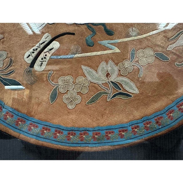 Framed Antique Chinese Qing Dynasty Embroidery 25lp007 For Sale - Image 9 of 10