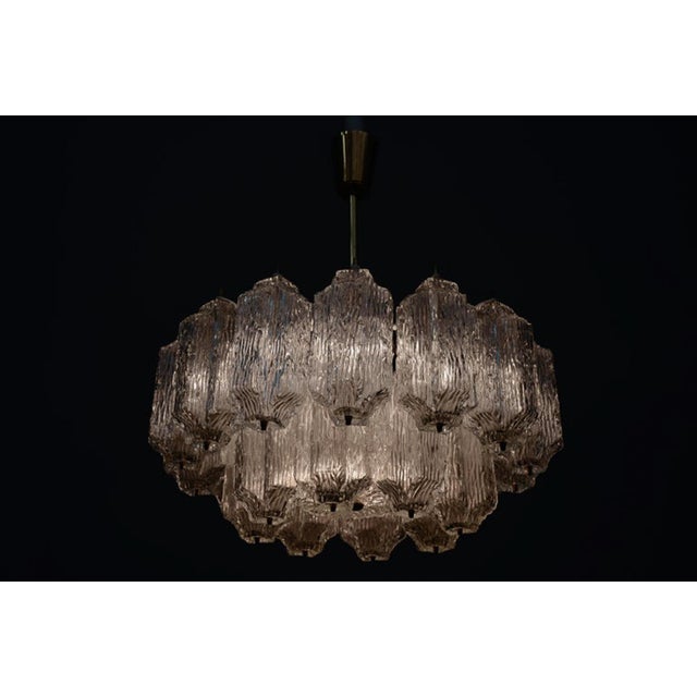 Mid-Century Modern Ice Glass Chandelier from Kalmar, 1950s For Sale - Image 3 of 16