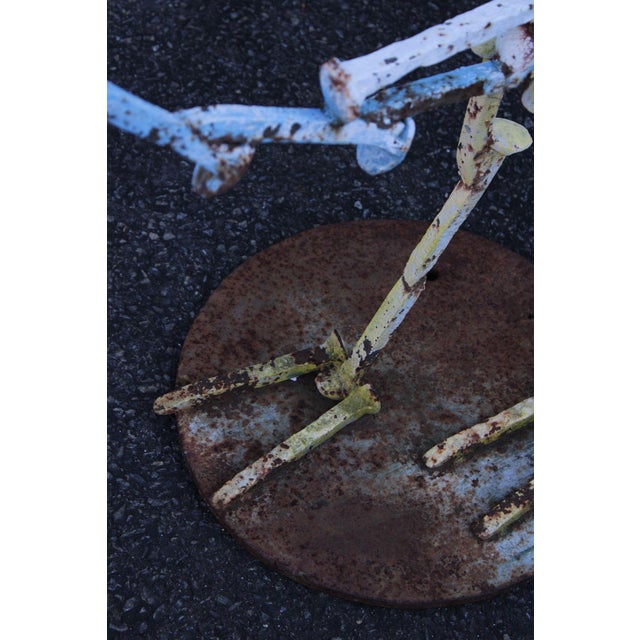 Blue Industrial Metal Rooster Sculpture Garden Statue For Sale - Image 8 of 18