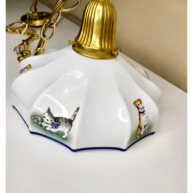 Vintage Milk Glass Animal Pendant For Sale In Austin - Image 6 of 8