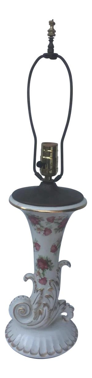 Mario Buatta Style Chintz Rose Table Lamp