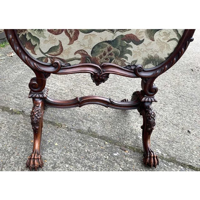 19th-Century Tapestry Firescreen with Carved Walnut Frame For Sale - Image 12 of 13