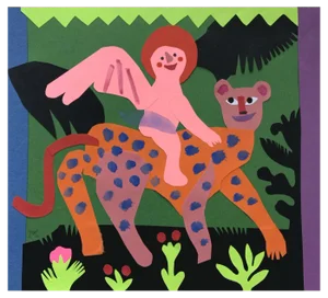 Marianna Oklejak, A Leopard and a Putto, 2020, Collage on Paper