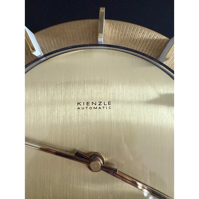 Hollywood Regency Minimalist Brass Wall Clock from Kienzle, Germany, 1960s For Sale - Image 4 of 10
