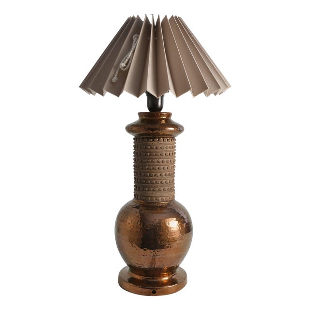 Mid-Century Modern Copper-Hued Ceramic Table Lamp by Bitossi for Bergboms, 1970s For Sale