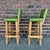Wood Pair of Rustic Green Leather Bar Stools by Ranch Oak For Sale - Image 7 of 12
