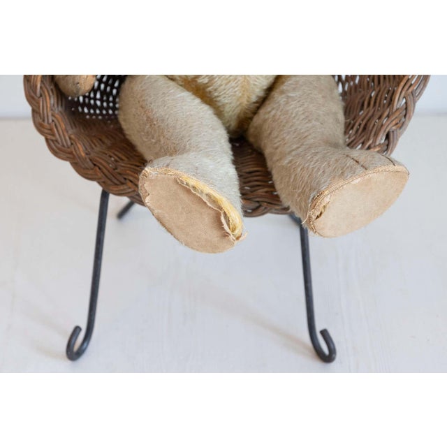 Antique American Teddy Bears with Ribbons Sitting in Wicker Chairs, Priced Each For Sale - Image 15 of 15