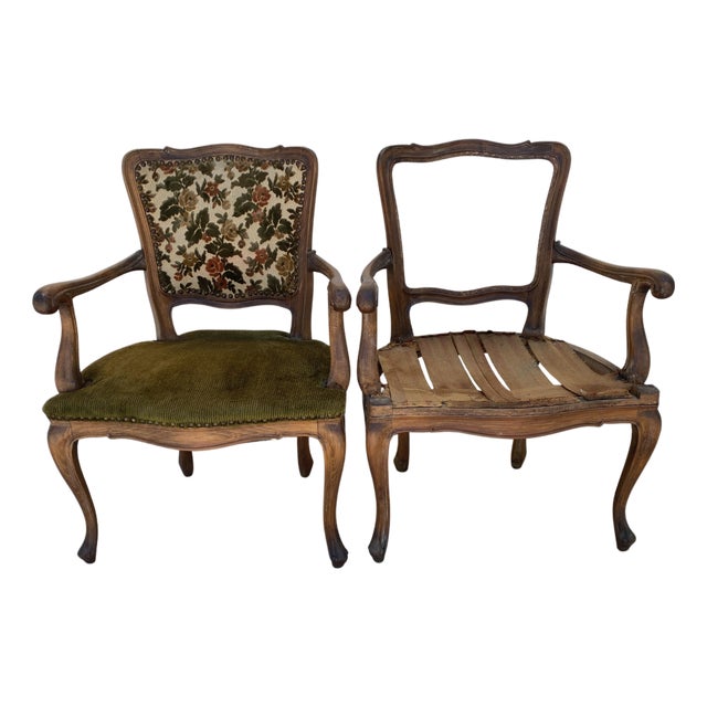 Pair of 19th Century French Louis XV Cabriolet Miniature Armchairs For Sale