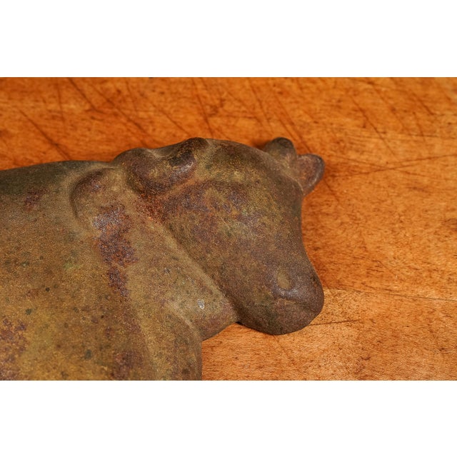 Late 19th Century Late 19th Century Cast Iron Butcher's Rack Crest - Cow Motif For Sale - Image 5 of 5
