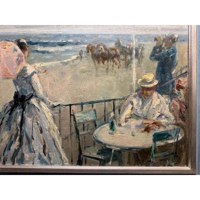 Hans Jörg Wagner, Munich, Trouville Beach Promenade, France, Oil Painting on Canvas, Framed For Sale - Image 7 of 13