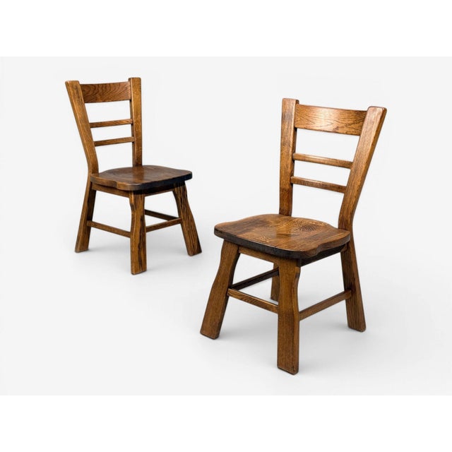 Belgian Modern, Six Brutalist Dining Chairs, Oak, Belgium, 1970s For Sale In New York - Image 6 of 13