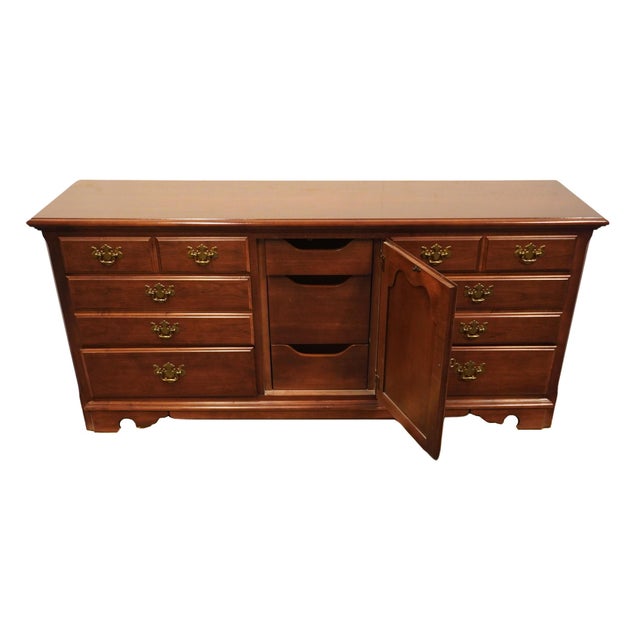 Late 20th Century Thomasville Furniture Winston Court Solid Cherry Traditional Style 70" Triple Door Dresser 20611-140 For Sale - Image 5 of 12