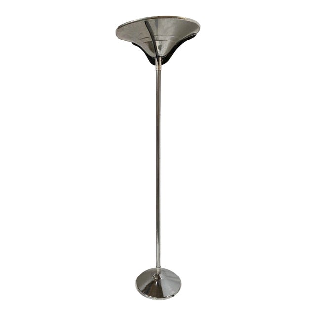 Streamline Aluminum Floor Lamp W/ Buttress Braced Saucer Shape For Sale