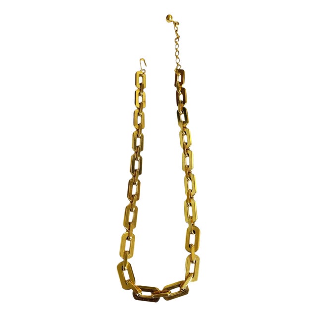 Vintage Signed Trifari Gold Tone Link Chain Necklace For Sale