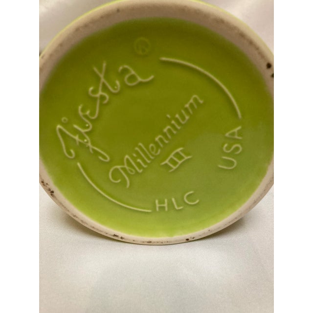 Very cool Art Deco style chartreuse green Millennium lll vase. This 10” tall with ribbed foot bottom.