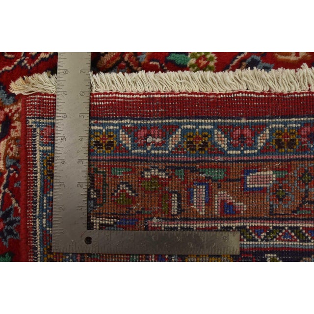 Mashad Rug 9’7” X 12’3” Red Wool Vintage Traditional Hand-Knotted Carpet For Sale - Image 14 of 14