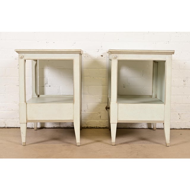 John Widdicomb French Regency Louis XVI Pale Blue Lacquered Nightstands, 1960s For Sale - Image 14 of 16