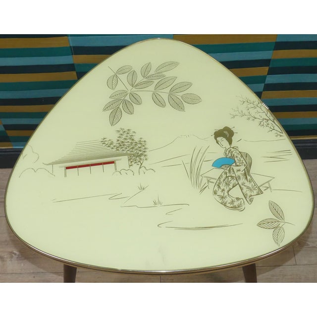Asian Gold Cocktail Table with Cream-Colored Glass Top, 1960s For Sale - Image 12 of 13