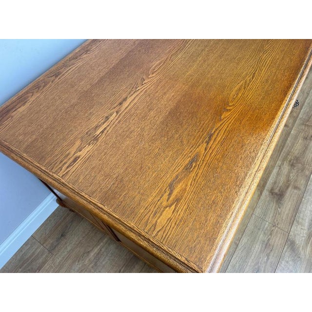 Vintage French Louis XIV Style Carved Oak 8-Drawer Sideboard For Sale - Image 15 of 18