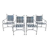 Mid 20th Century Mario Papperzini Style Iron & Bronze Garden Dining Chairs- Set of 4 For Sale
