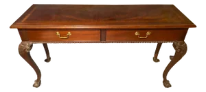 1990s Thomasville Queen Anne Sofa Table - With Flame Mahogany Top & Decorative Elements - Refinished