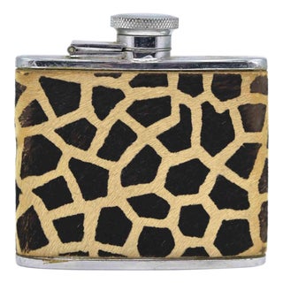 Vintage Metal and Fabric Liquor Flask with Leopard Motifs, 1970s For Sale